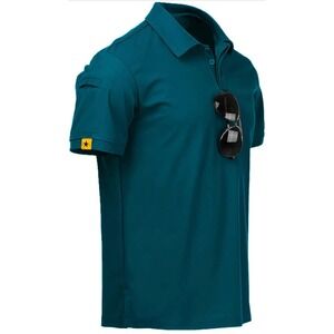 New Mens 3XL Performance Polo Shirt Dark Teal Blue Moisture Wicking Stretch